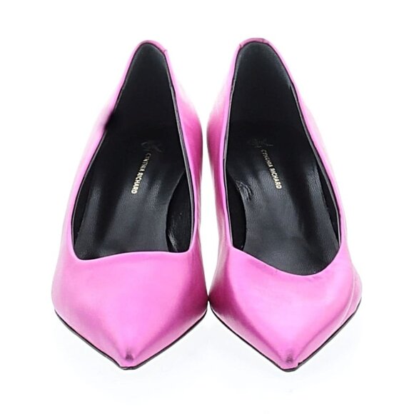 Cynthia Richard Elizabeth Fuchsia Metallic leather Pump Low Heels Fancy Shoes 37 - Picture 8 of 15